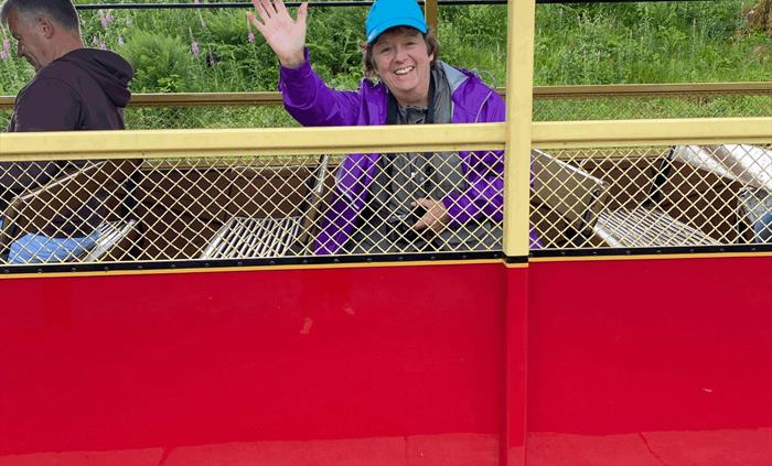 Another satisfied customer. Jane enjoying the railway journey.